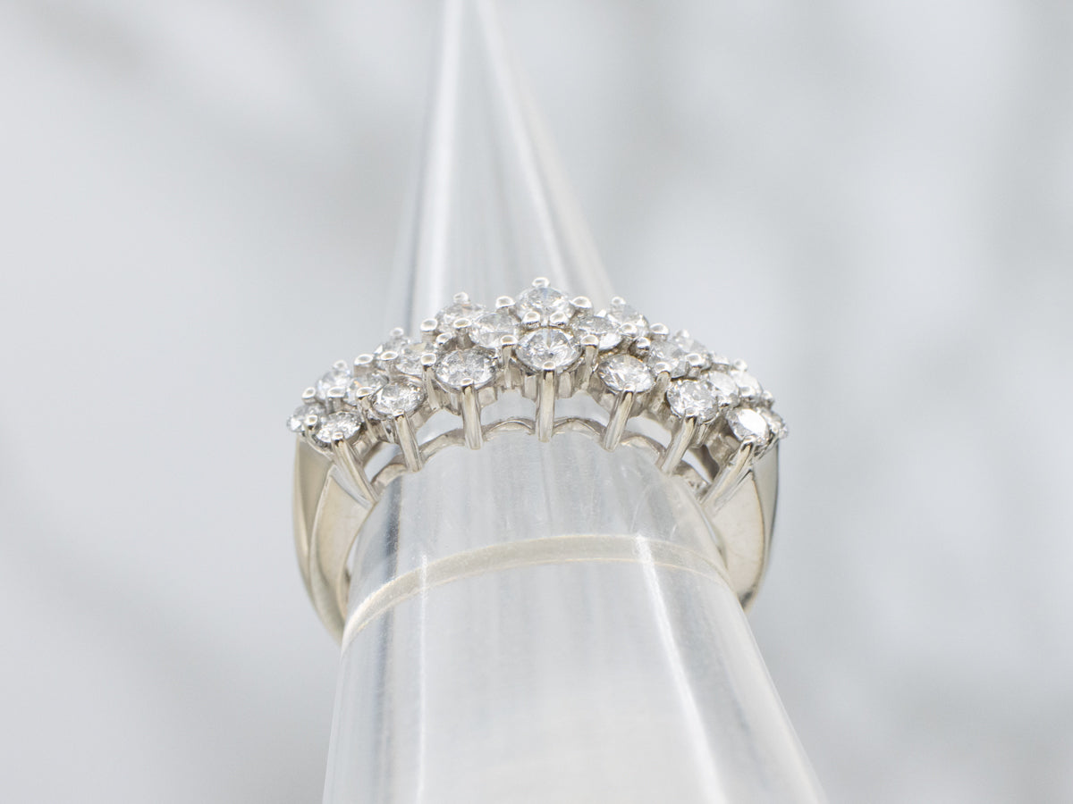 Sparkling Triple-Row Diamond Band in White Gold