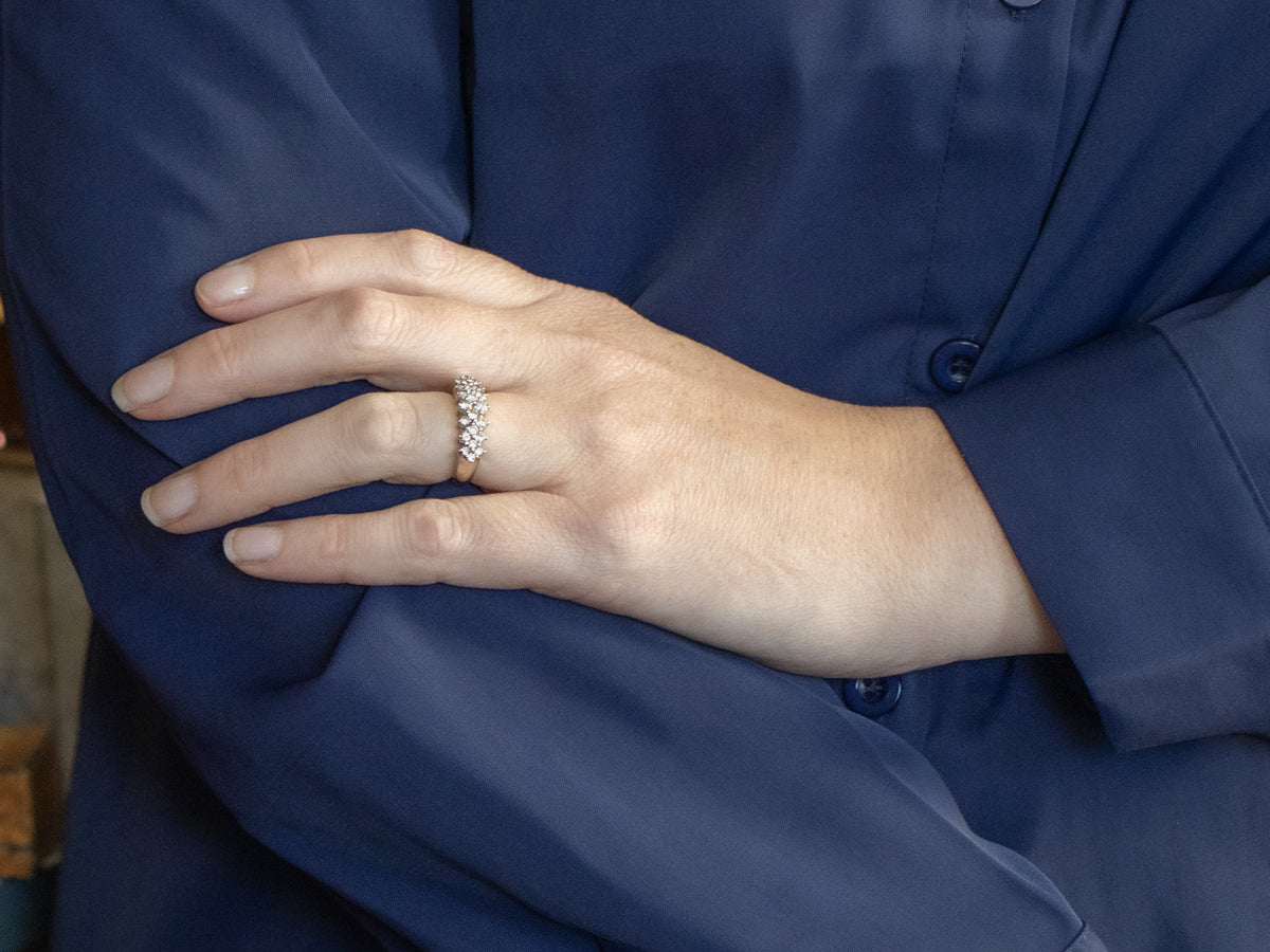 Sparkling Triple-Row Diamond Band in White Gold