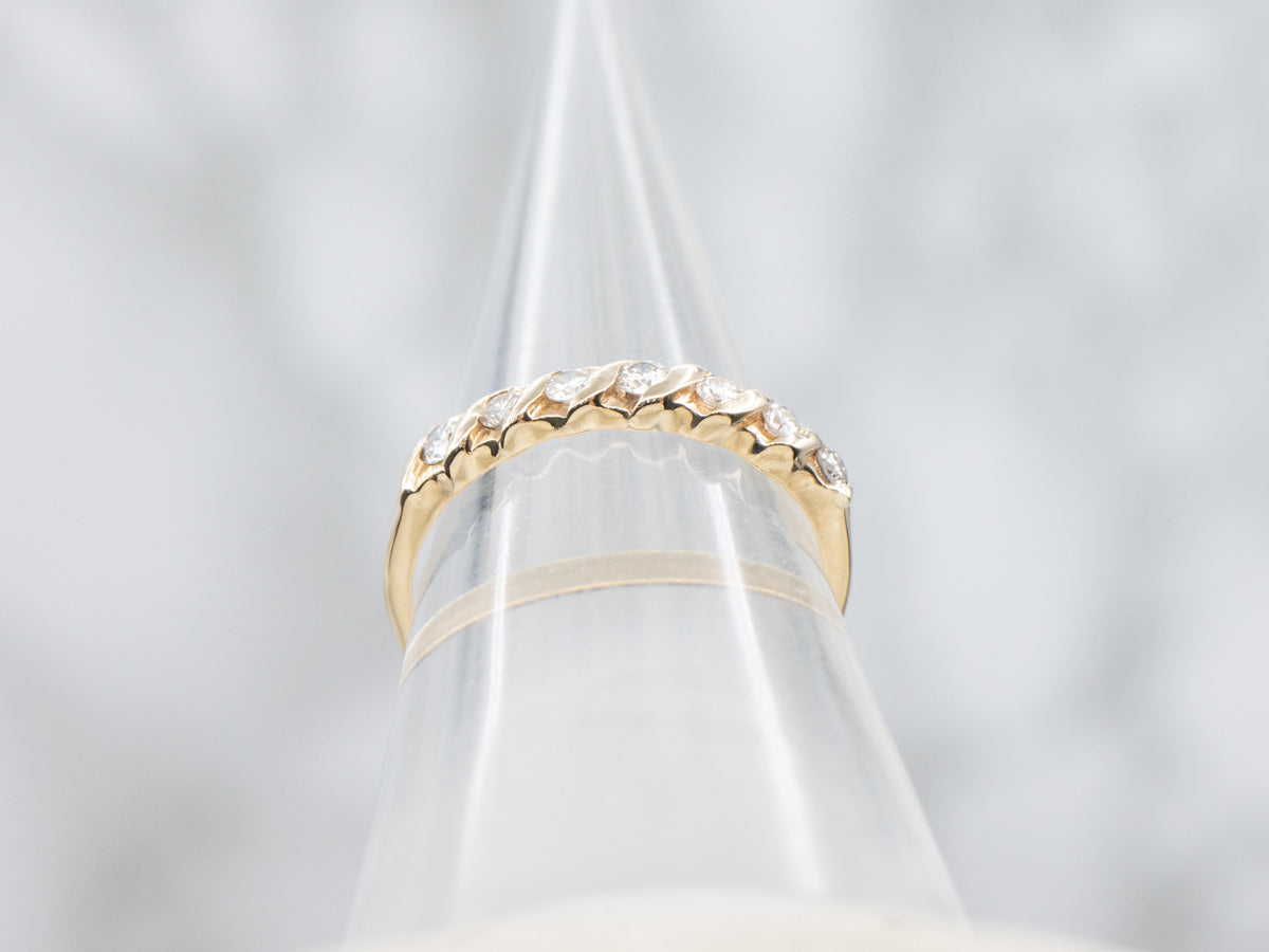 Twisted Yellow Gold Diamond Band