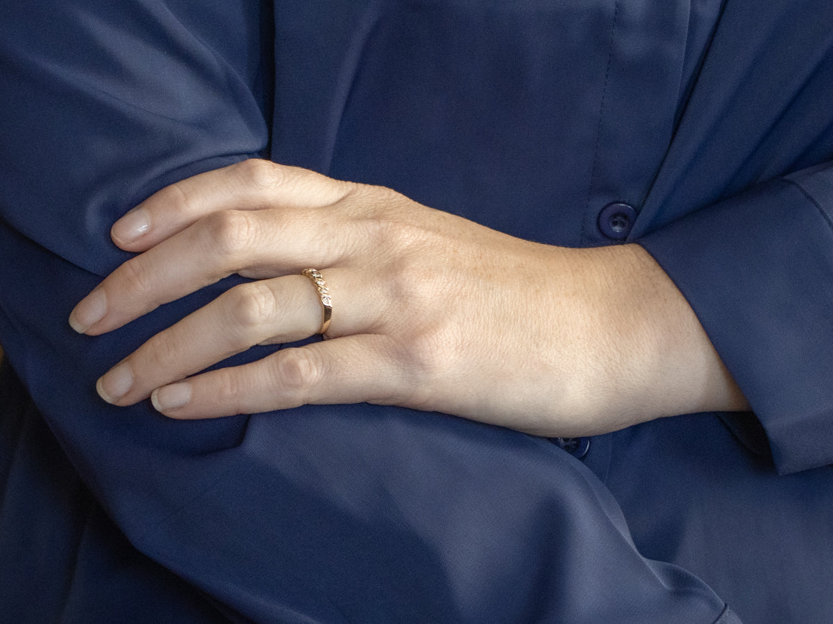 Twisted Yellow Gold Diamond Band