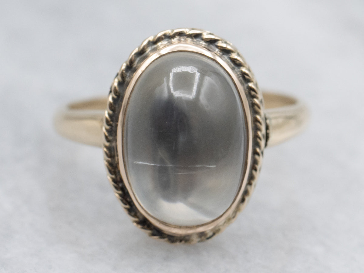 Vintage Moonstone Ring with Nautical Frame