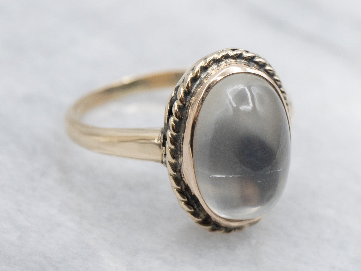 Vintage Moonstone Ring with Nautical Frame