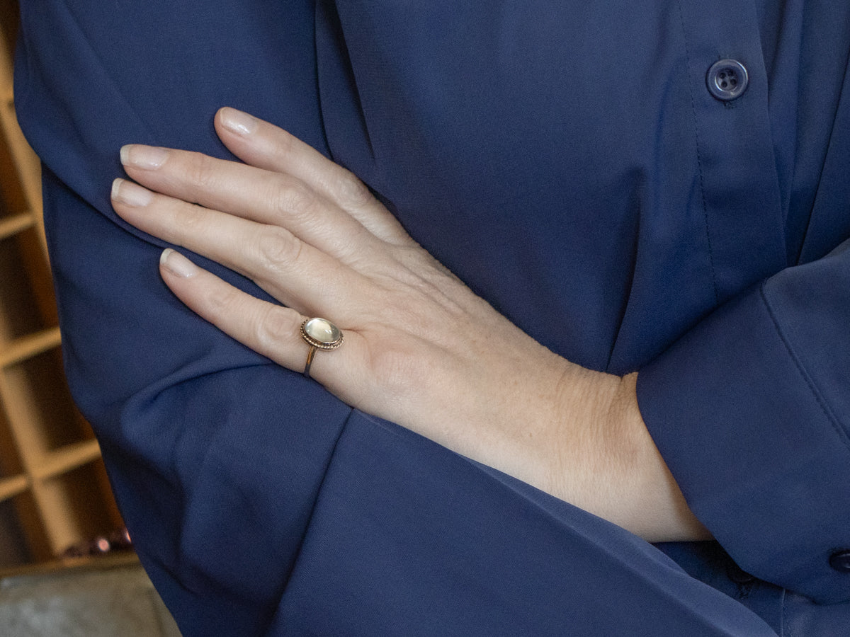Vintage Moonstone Ring with Nautical Frame