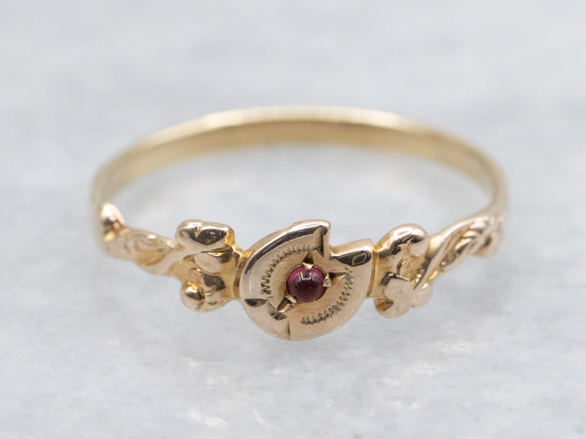 Antique Garnet Glass Doublet Band