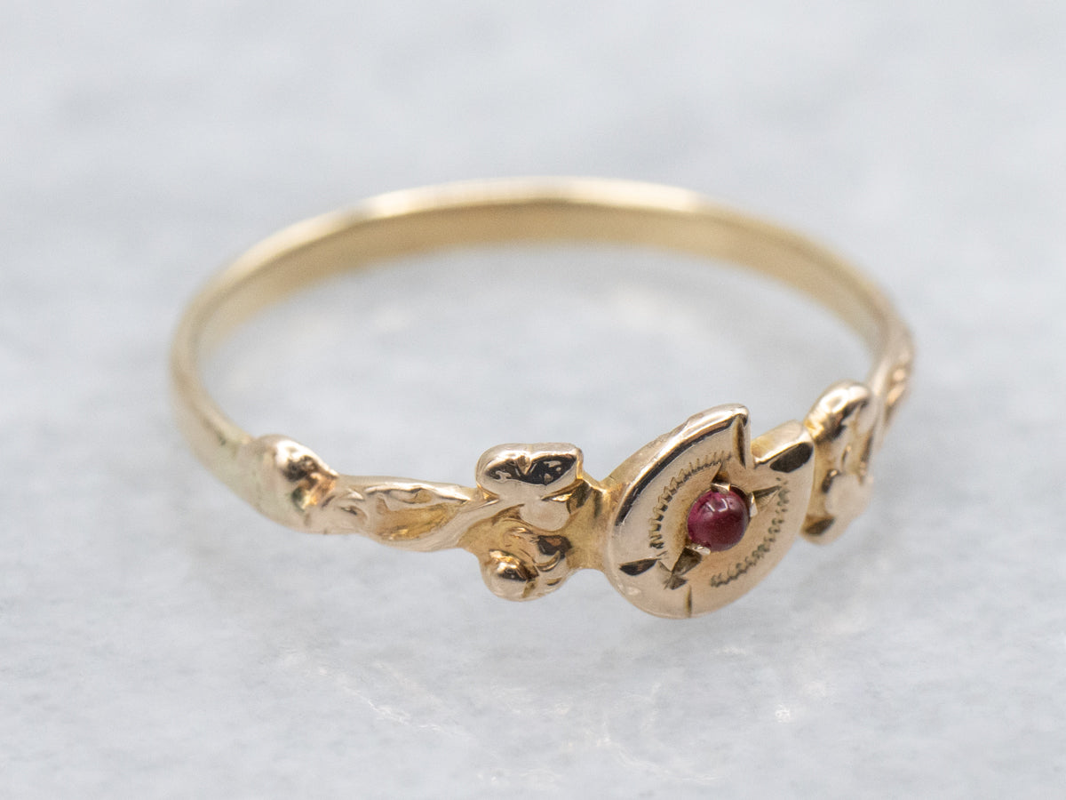 Antique Garnet Glass Doublet Band