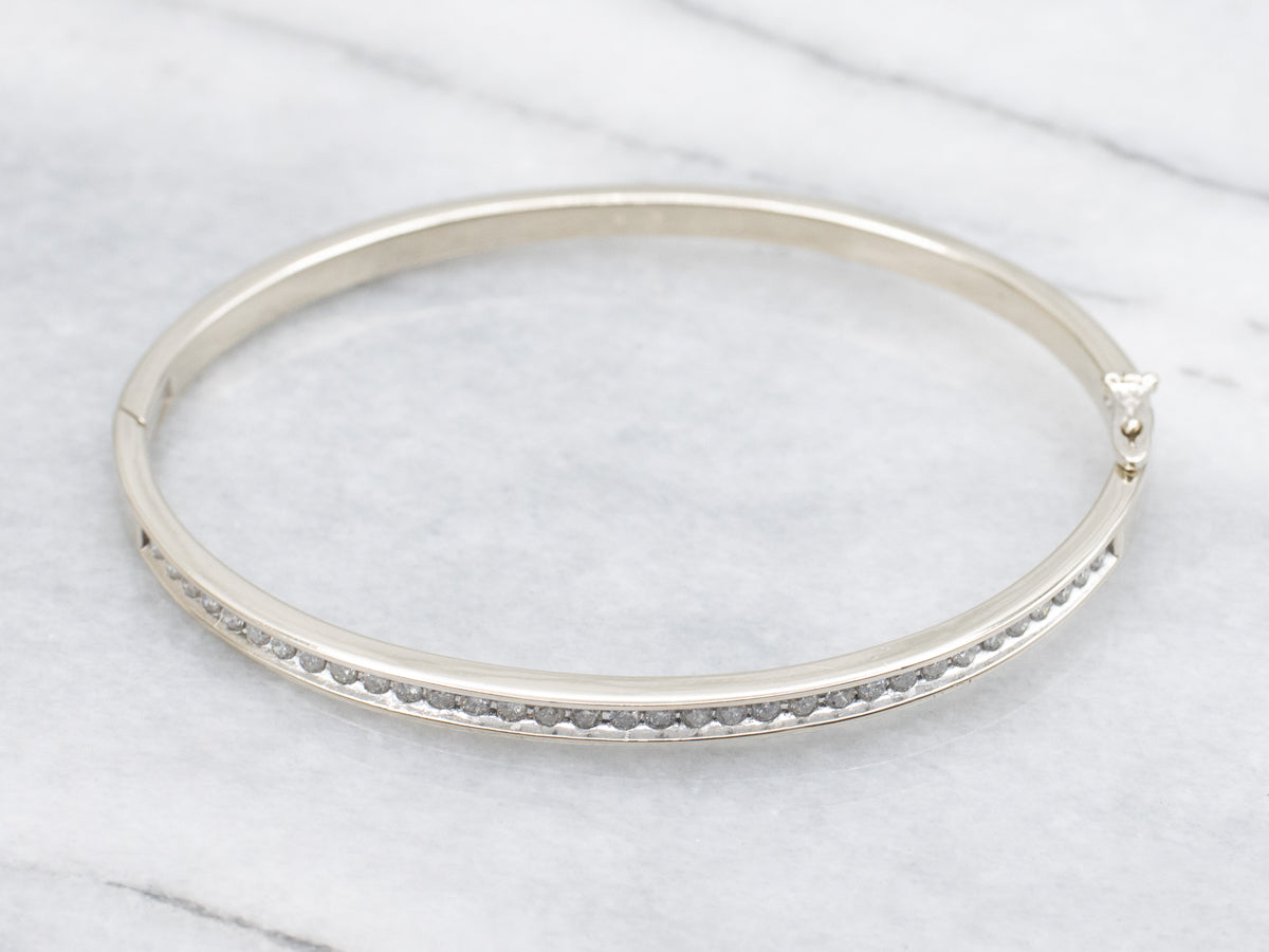 White Gold Channel Set Diamond Bangle Bracelet