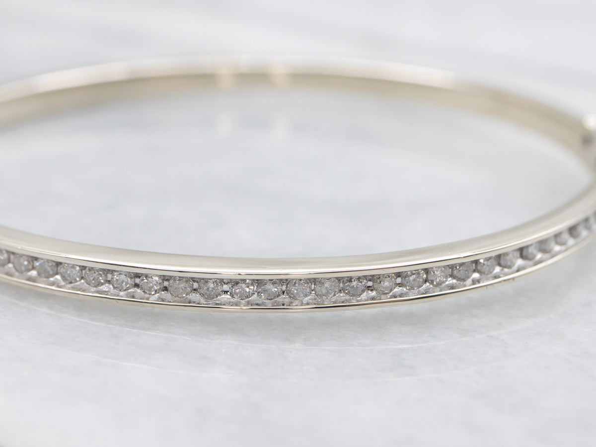 White Gold Channel Set Diamond Bangle Bracelet