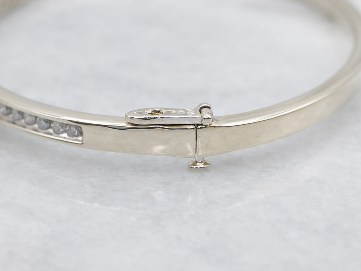 White Gold Channel Set Diamond Bangle Bracelet