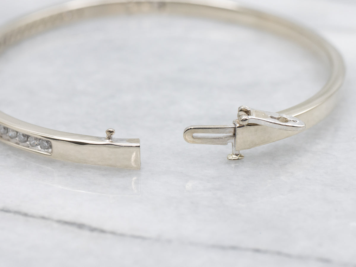 White Gold Channel Set Diamond Bangle Bracelet