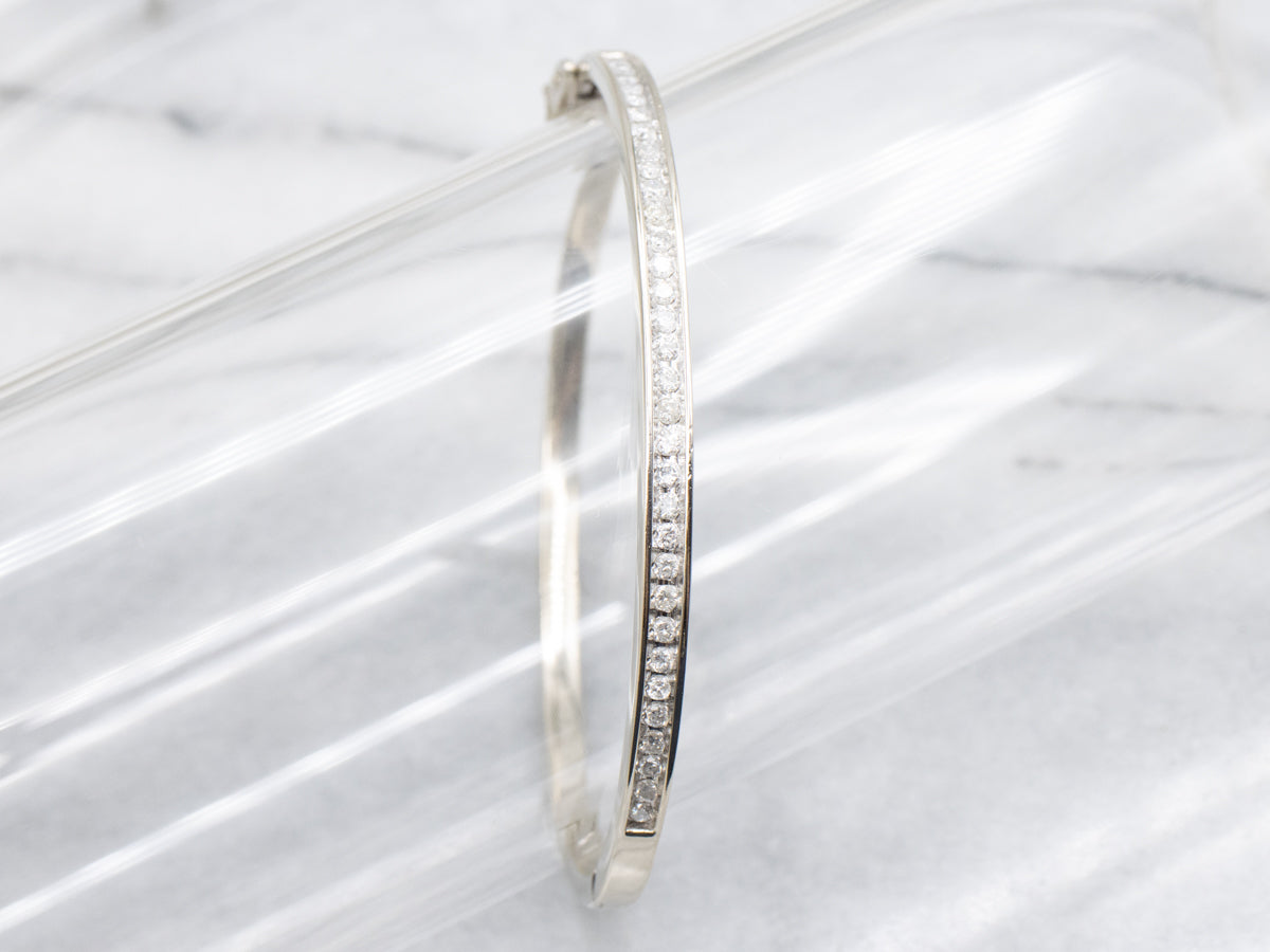 White Gold Channel Set Diamond Bangle Bracelet