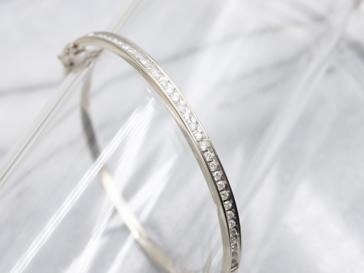 White Gold Channel Set Diamond Bangle Bracelet