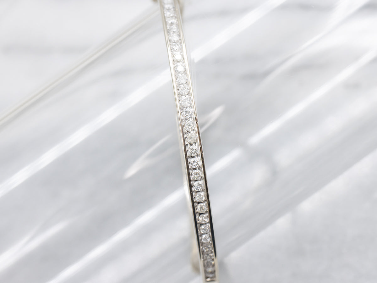 White Gold Channel Set Diamond Bangle Bracelet