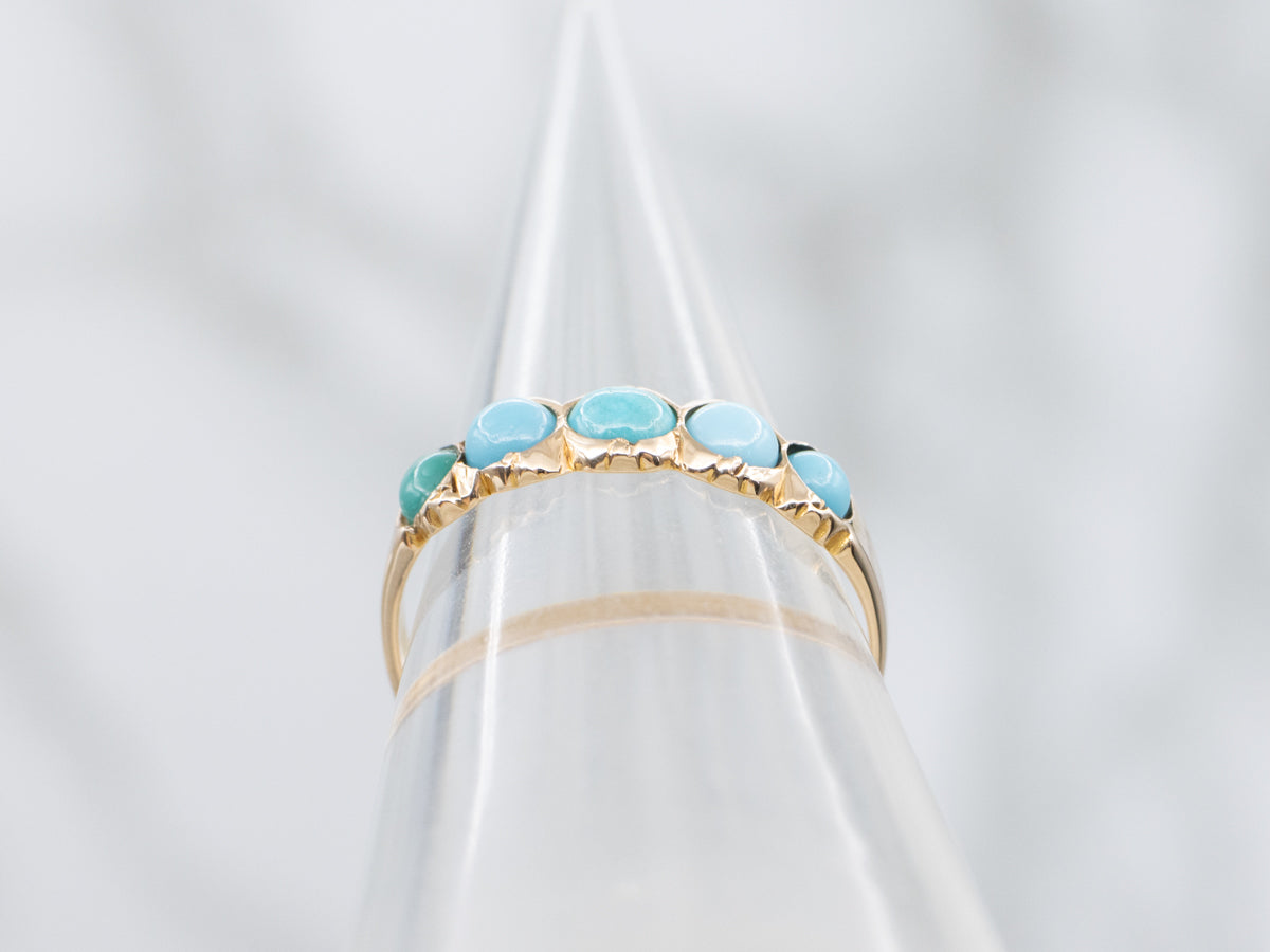 Bezel Set Turquoise Gold Band