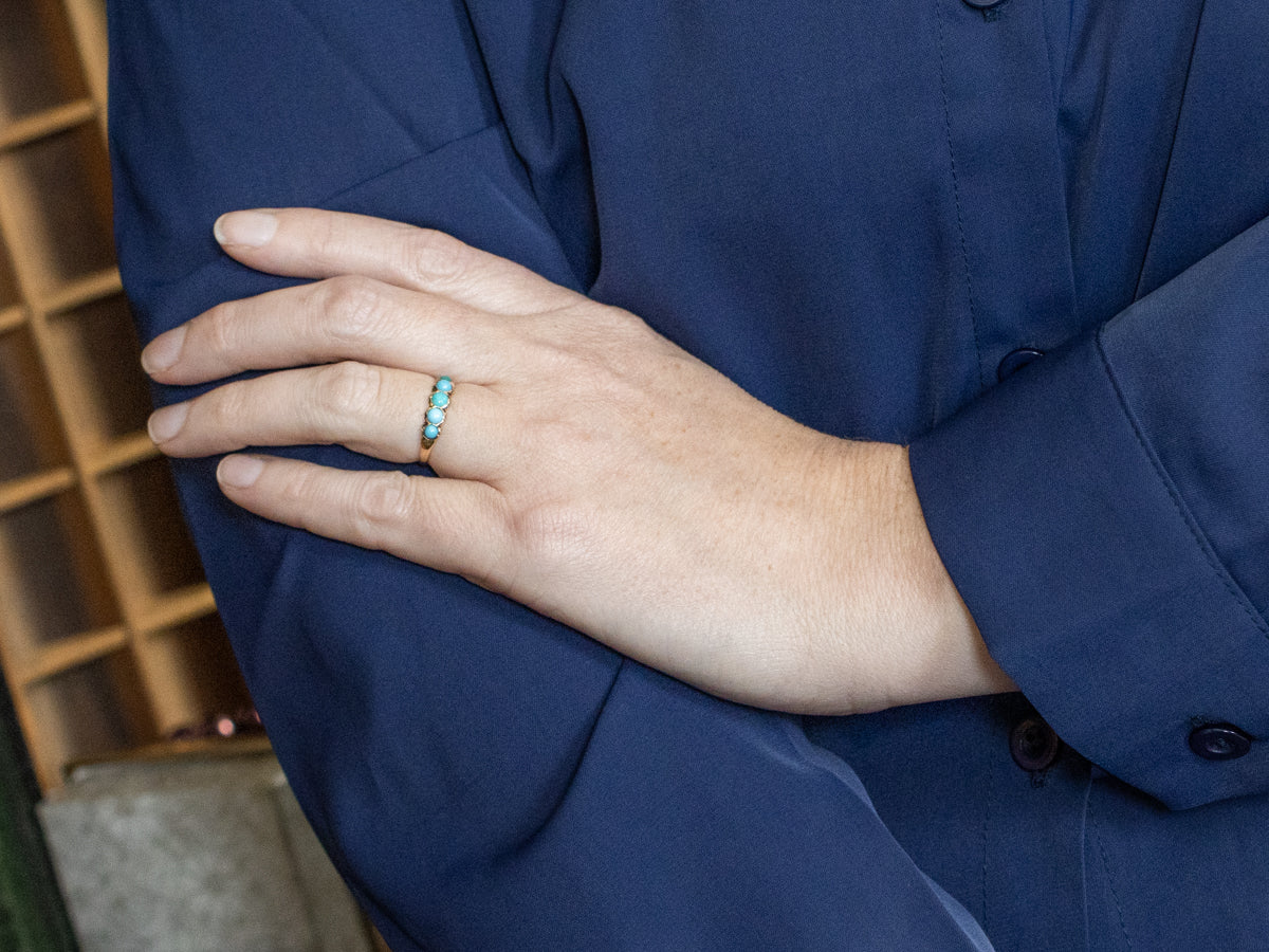 Bezel Set Turquoise Gold Band