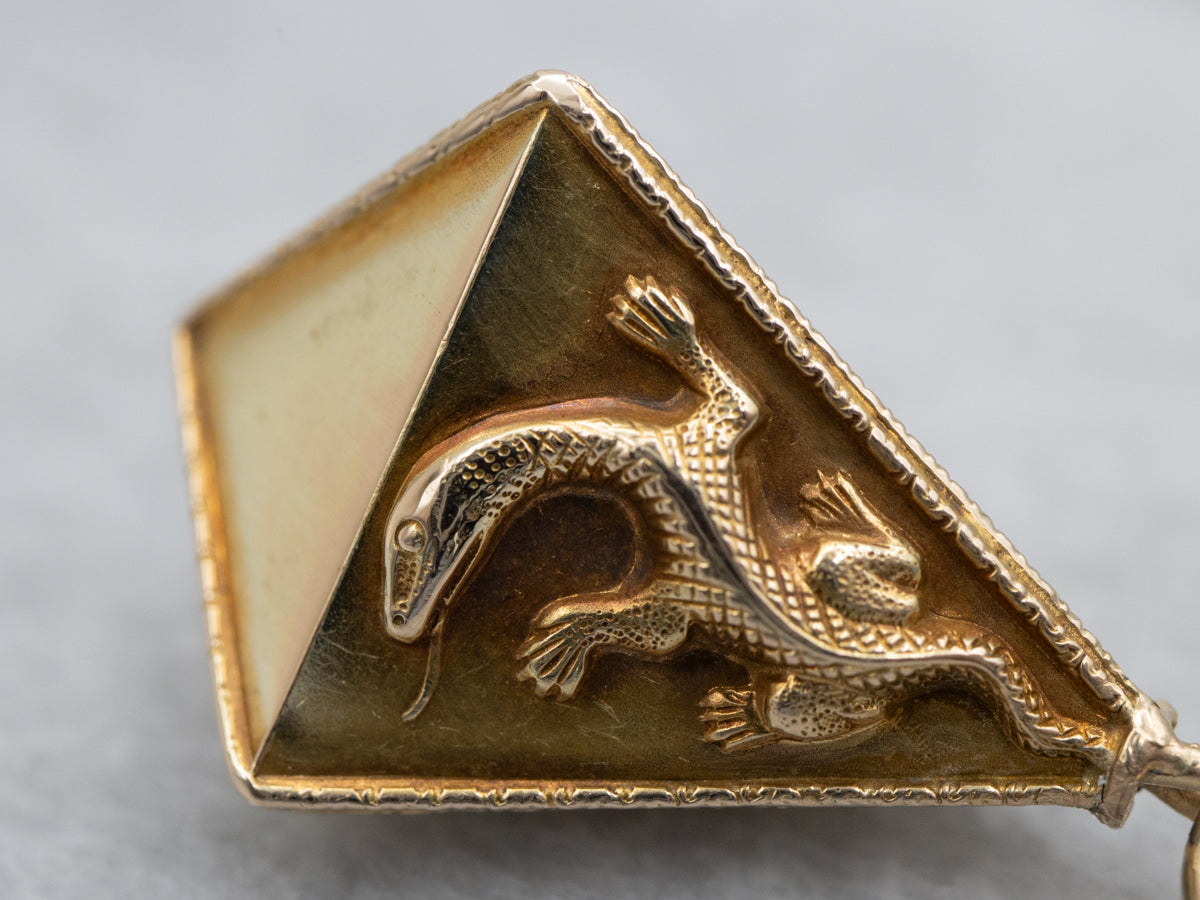 Lizard Pyramid Yellow Gold Pendant