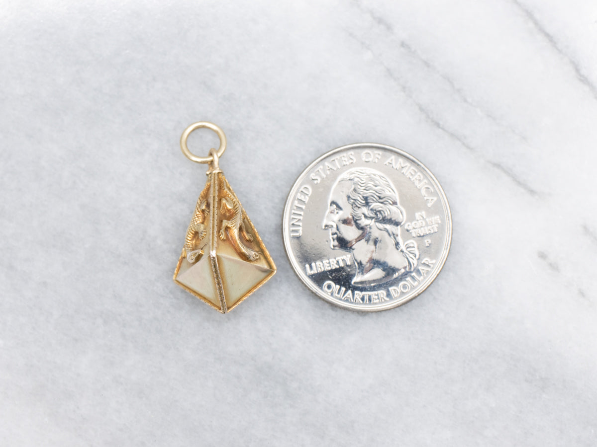 Lizard Pyramid Yellow Gold Pendant
