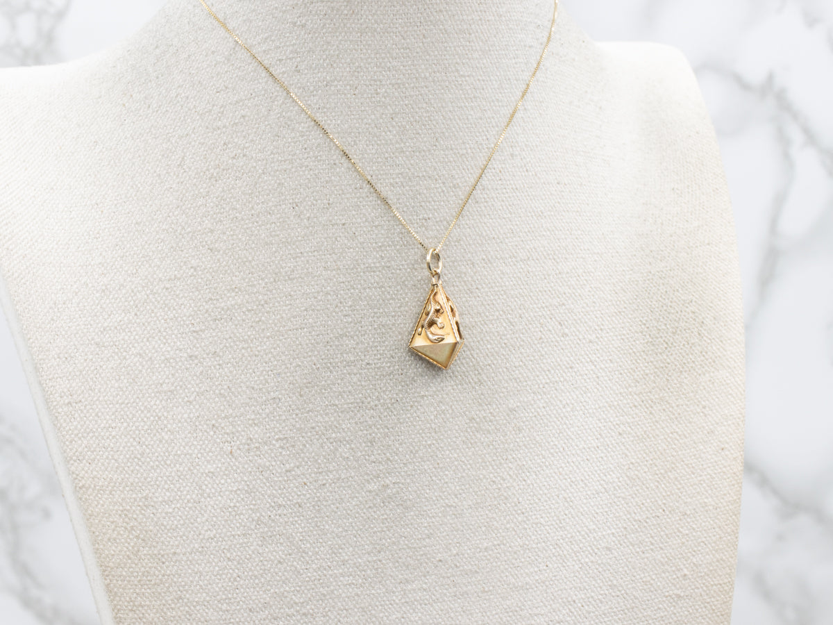 Lizard Pyramid Yellow Gold Pendant