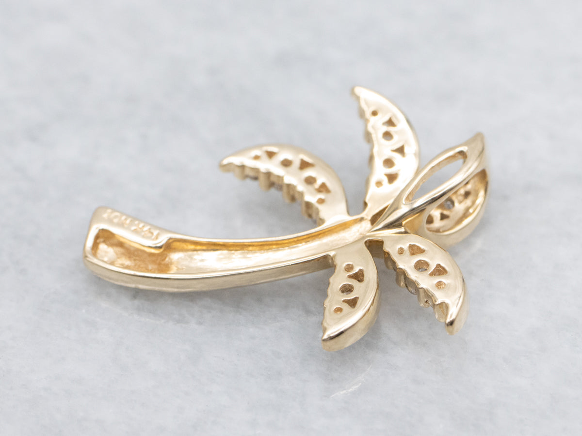 Diamond Yellow Gold Palm Tree Pendant
