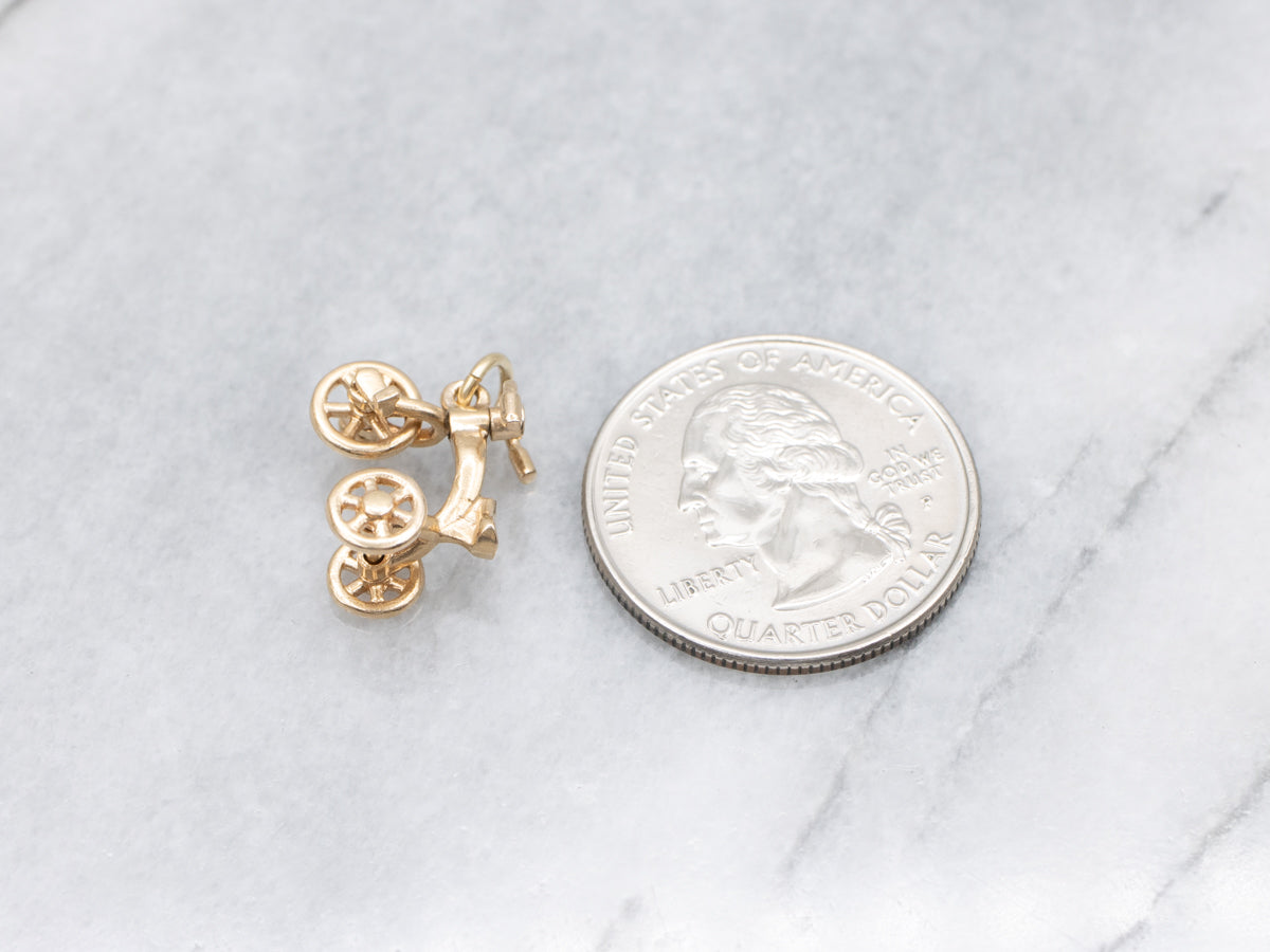 Yellow Gold Moving Tricycle Charm