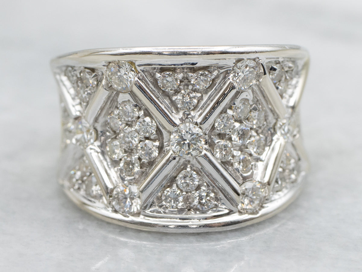 Criss Cross 18K Gold Diamond Cocktail Band