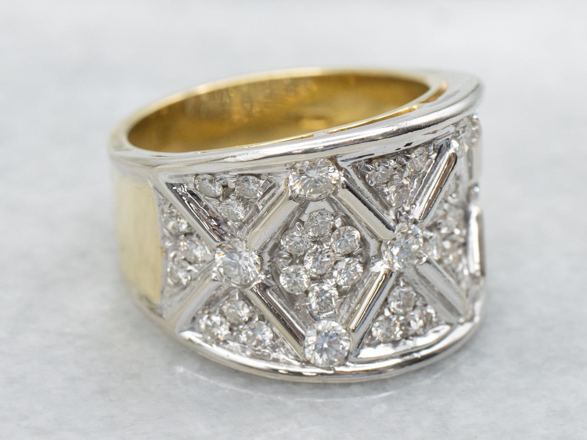 Criss Cross 18K Gold Diamond Cocktail Band
