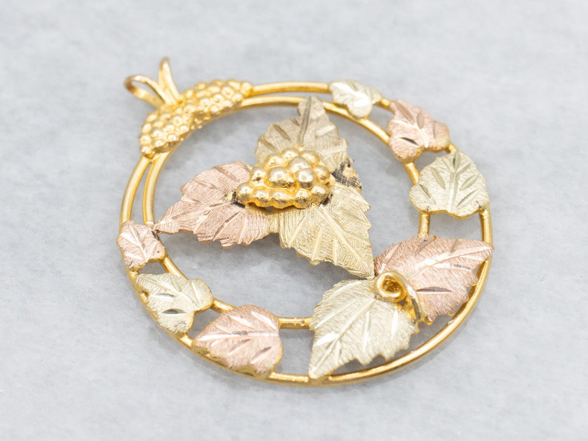 Tri-Color Gold Black Hills Botanical Pendant