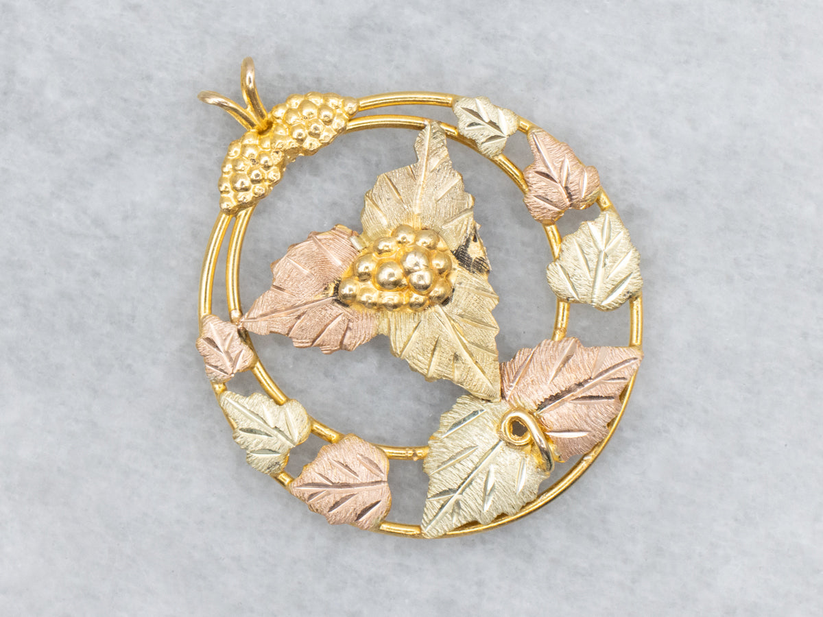 Tri-Color Gold Black Hills Botanical Pendant
