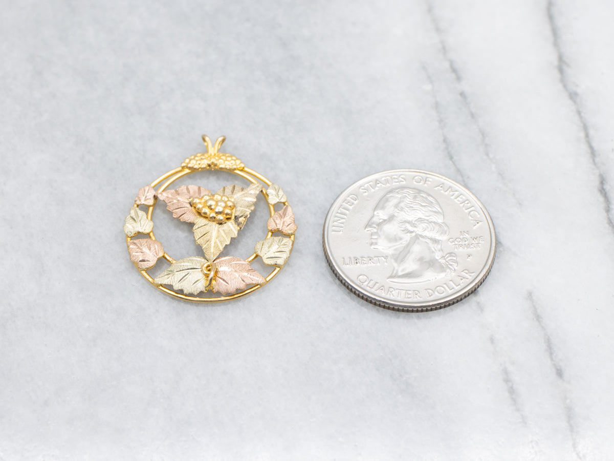 Tri-Color Gold Black Hills Botanical Pendant