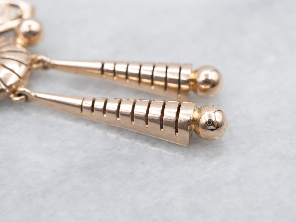 Retro Rose Gold Scrolling Tassel Drop Pendant