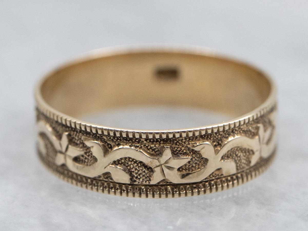Antique Gold Floral Patterned Mini Band