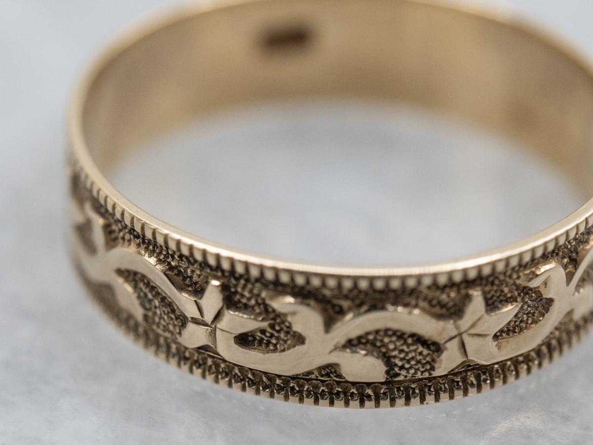 Antique Gold Floral Patterned Mini Band