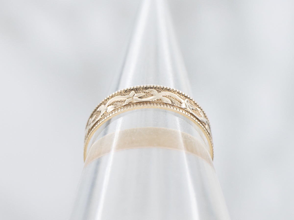 Antique Gold Floral Patterned Mini Band