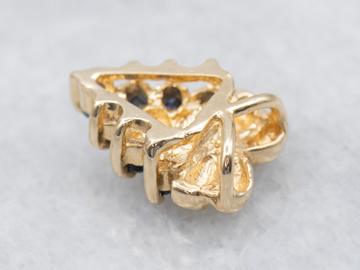 Botanical Gold Sapphire and Diamond Pendant with Hidden Bail