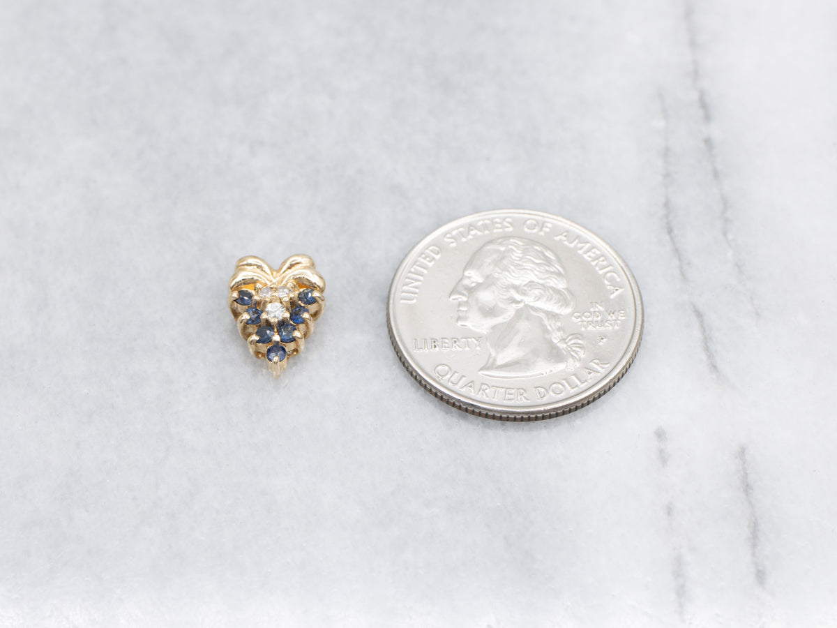 Botanical Gold Sapphire and Diamond Pendant with Hidden Bail