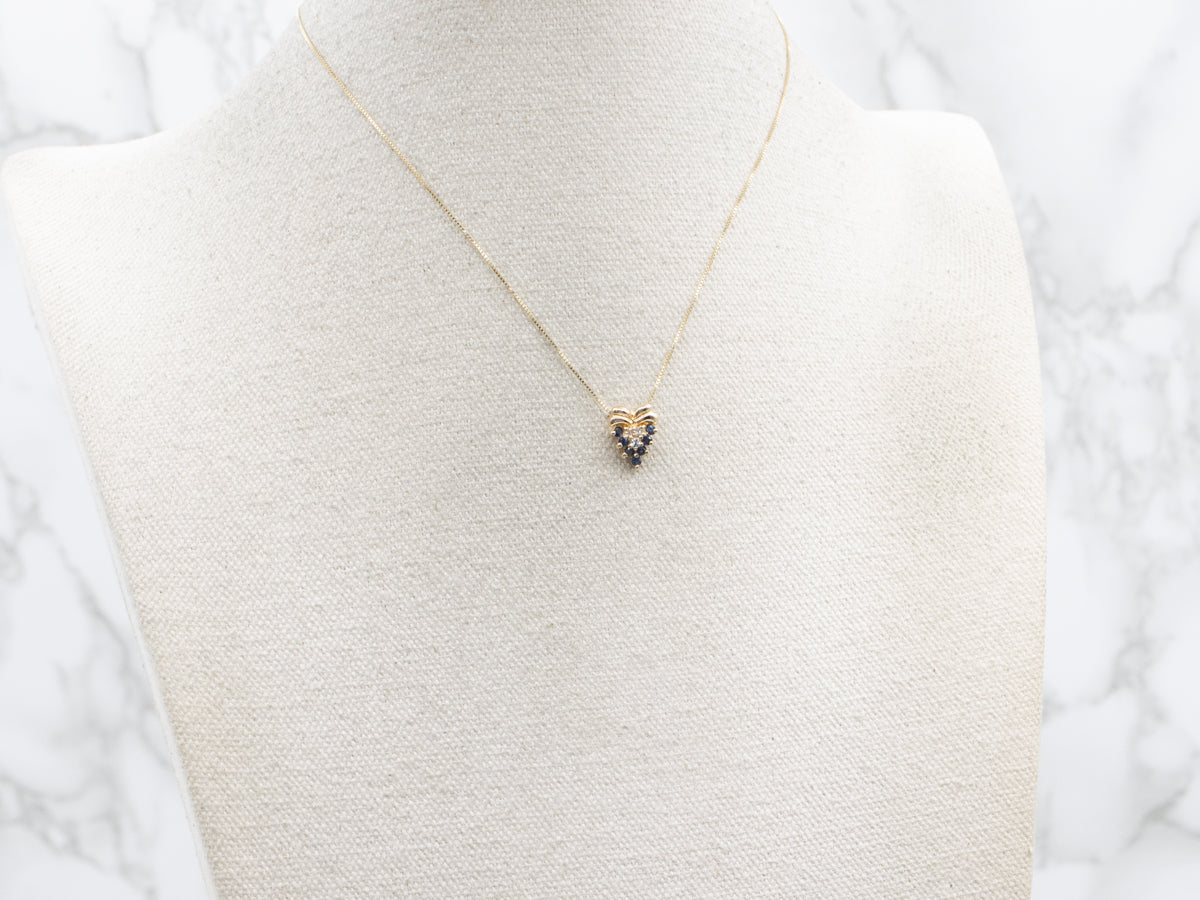 Botanical Gold Sapphire and Diamond Pendant with Hidden Bail