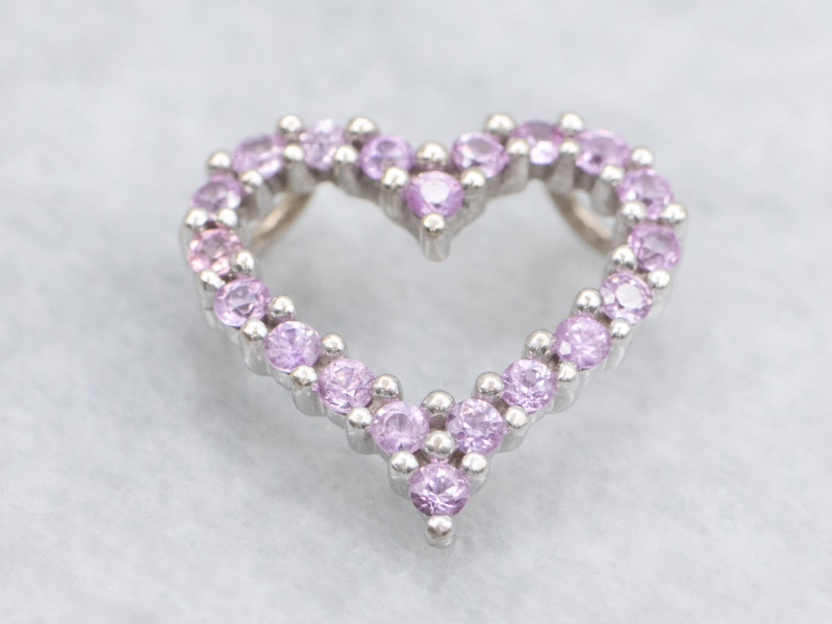 Modern Gold Pink Sapphire Sweetheart Pendant