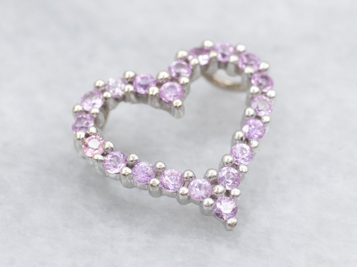 Modern Gold Pink Sapphire Sweetheart Pendant