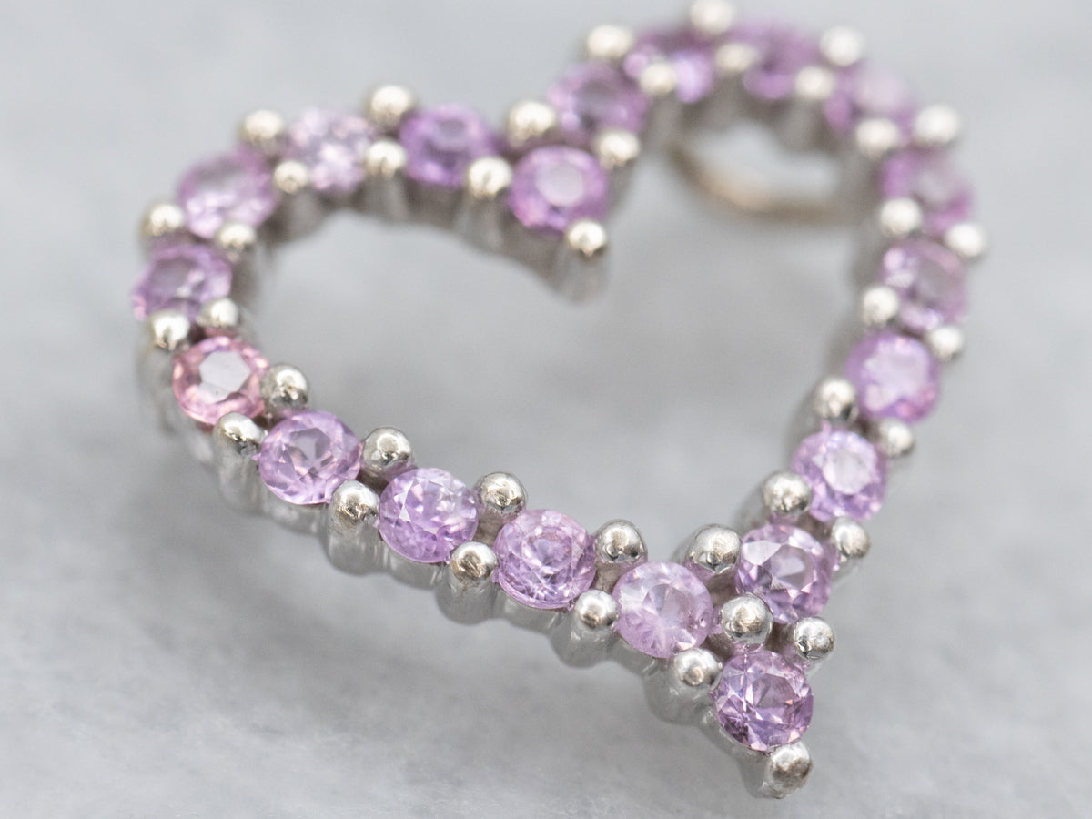 Modern Gold Pink Sapphire Sweetheart Pendant