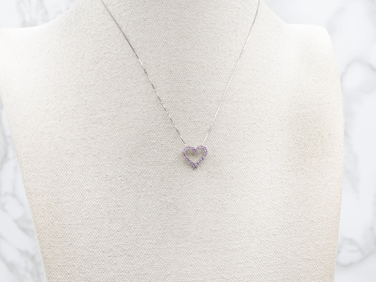 Modern Gold Pink Sapphire Sweetheart Pendant