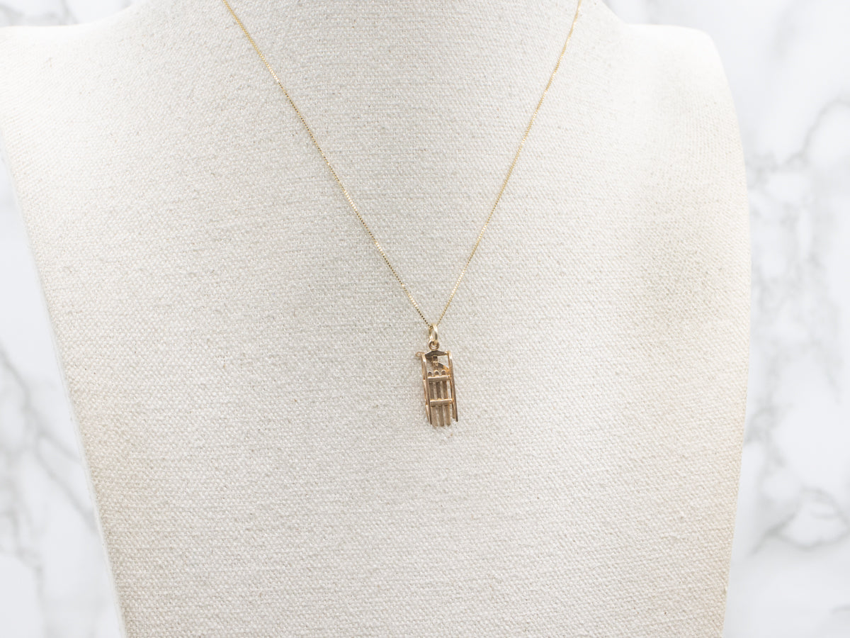 Vintage Gold Toboggan Sled Charm