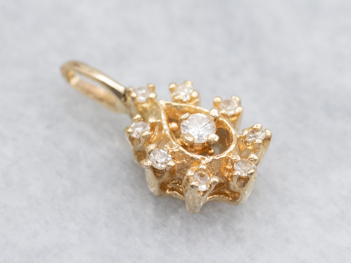 Diamond Teardrop Yellow Gold Pendant