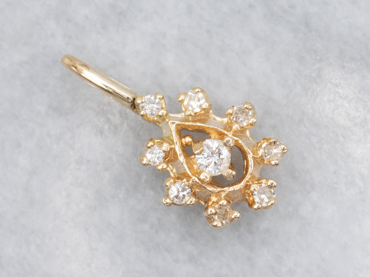 Diamond Teardrop Yellow Gold Pendant