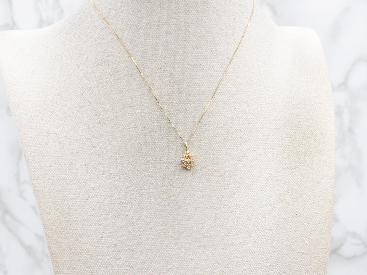 Diamond Teardrop Yellow Gold Pendant