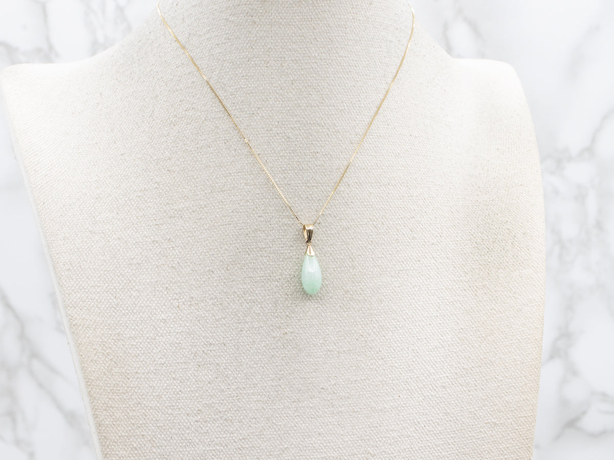 Teardrop Jadeite Cabochon Drop Pendant