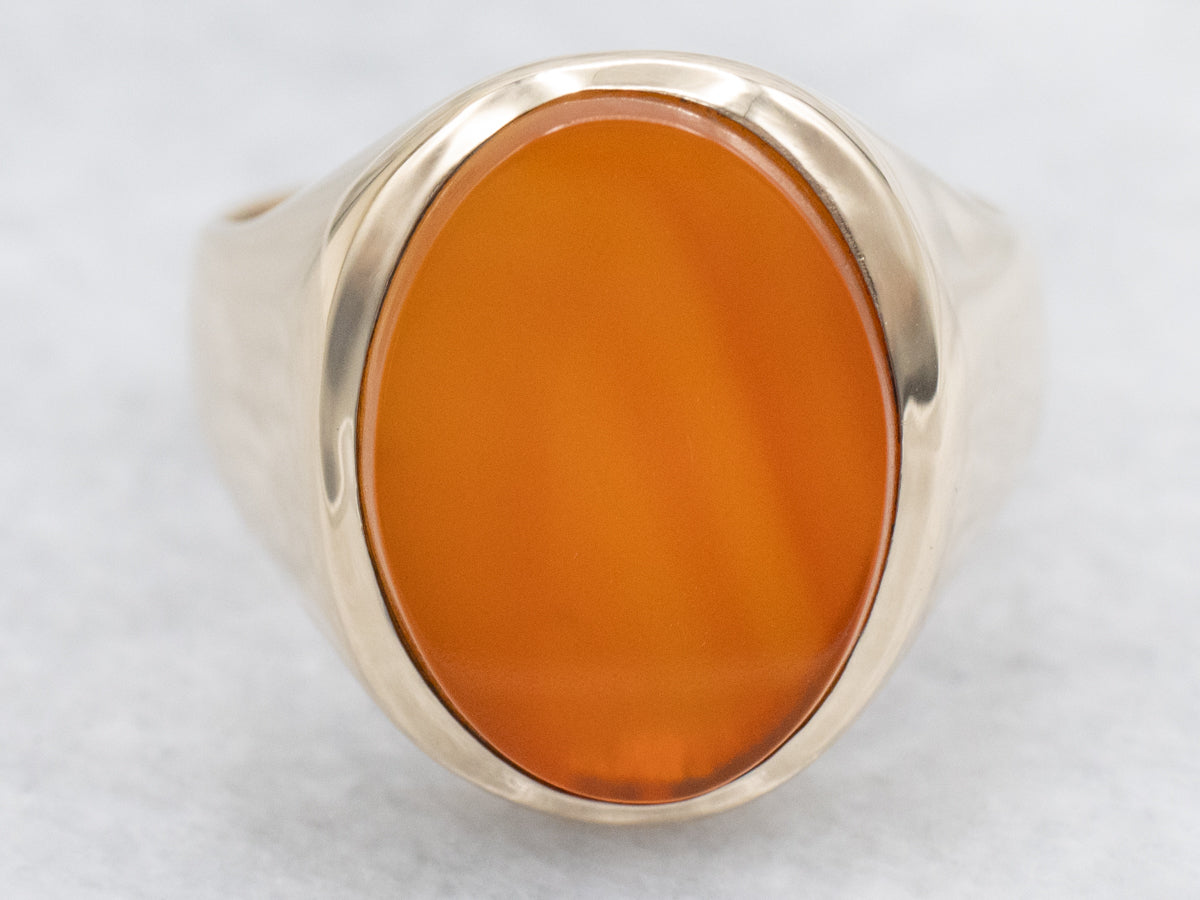 Men's Bezel Set Carnelian Solitaire Ring