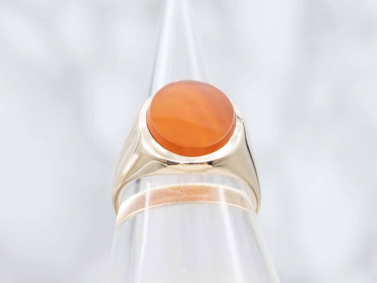 Men's Bezel Set Carnelian Solitaire Ring