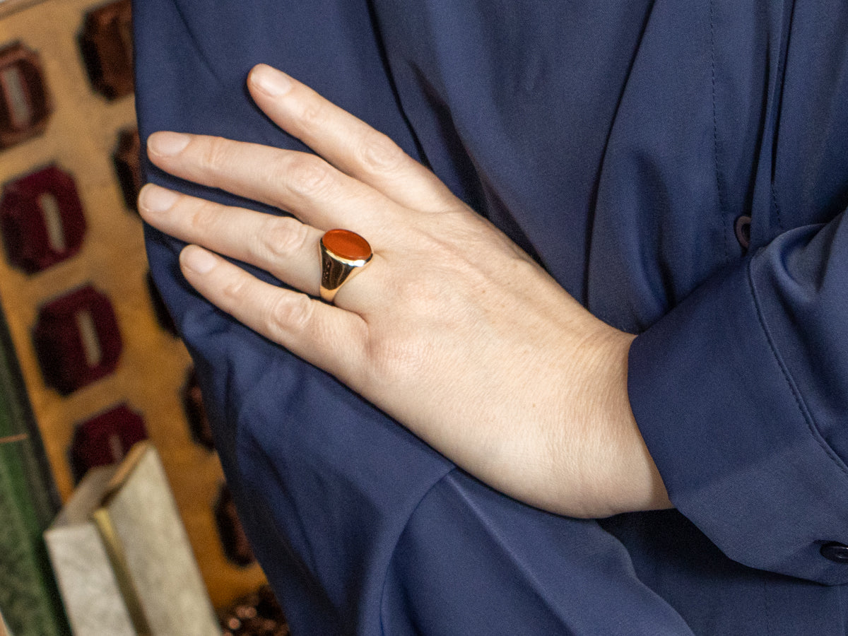 Men's Bezel Set Carnelian Solitaire Ring