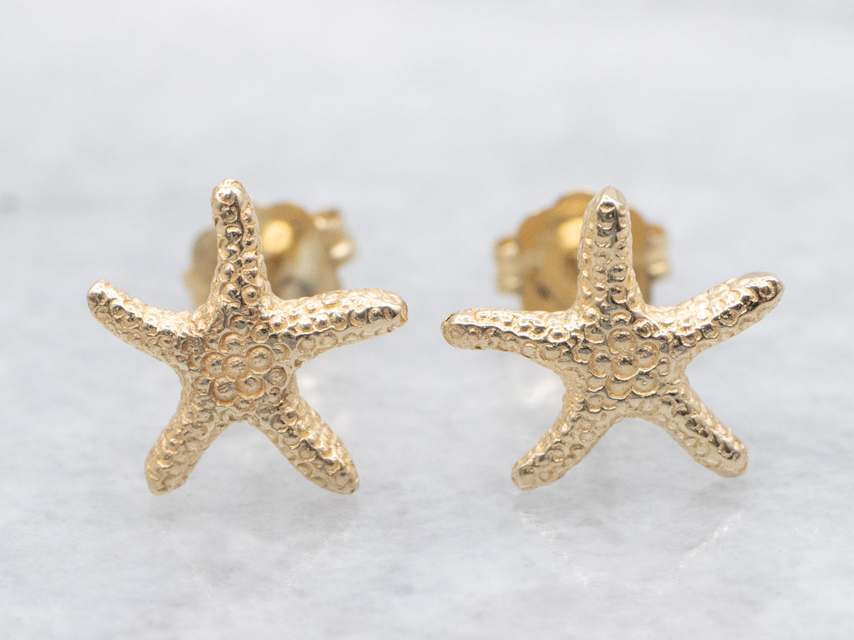 Textured Gold Starfish Stud Earrings