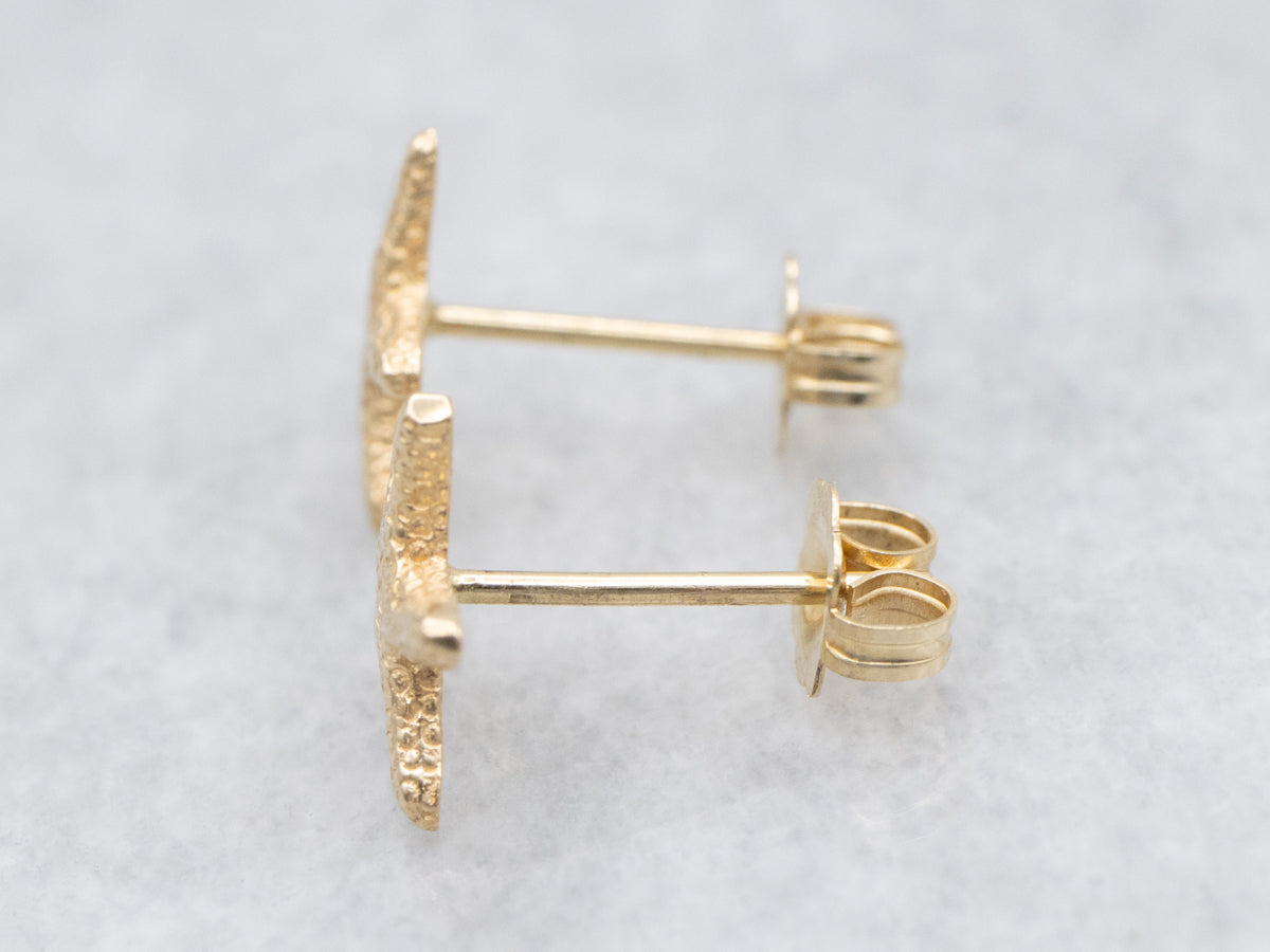 Textured Gold Starfish Stud Earrings