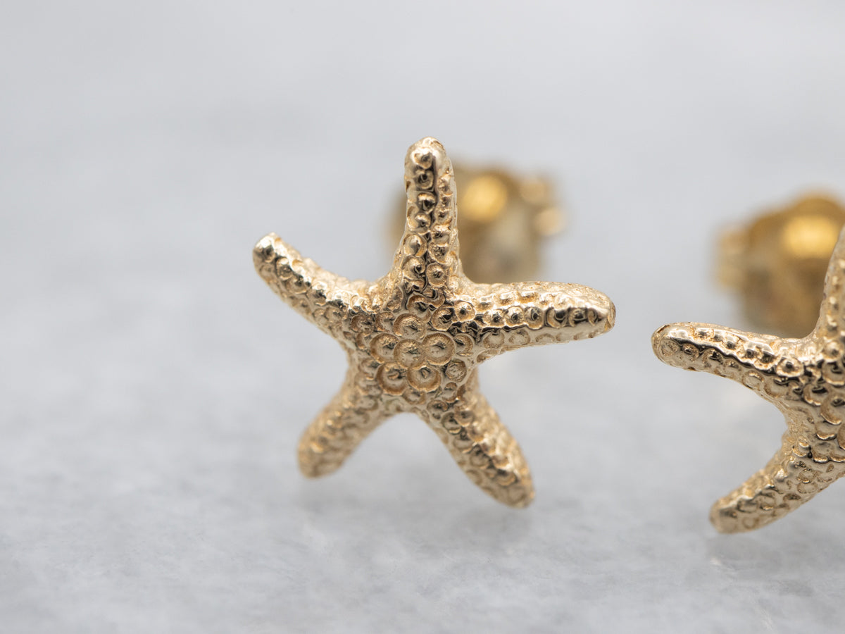 Textured Gold Starfish Stud Earrings